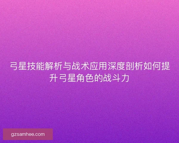 弓星技能解析与战术应用深度剖析如何提升弓星角色的战斗力 弓星技能解析与战术应用深度剖析如何提升弓星角色的战斗力