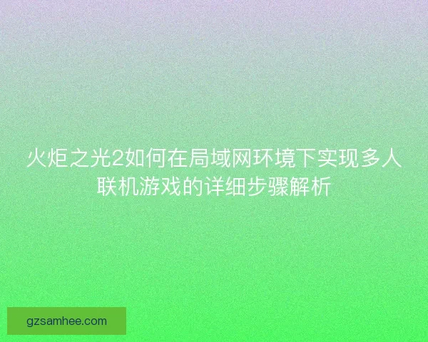 火炬之光2如何在局域网环境下实现多人联机游戏的详细步骤解析 火炬之光2如何在局域网环境下实现多人联机游戏的详细步骤解析