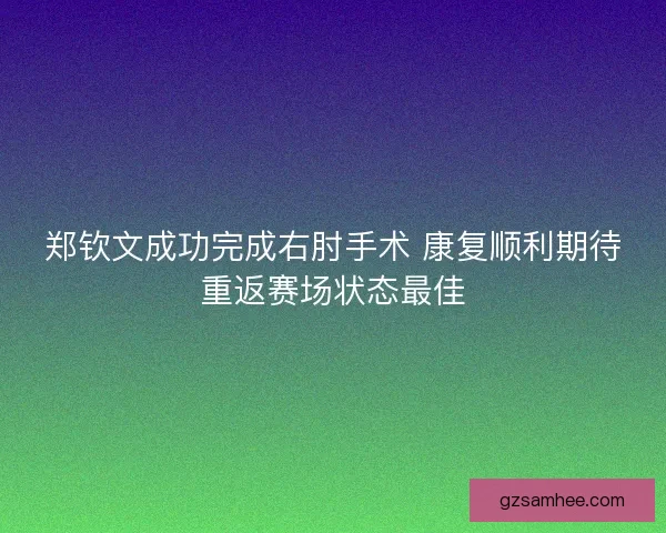 郑钦文成功完成右肘手术 康复顺利期待重返赛场状态最佳 郑钦文成功完成右肘手术 康复顺利期待重返赛场状态最佳